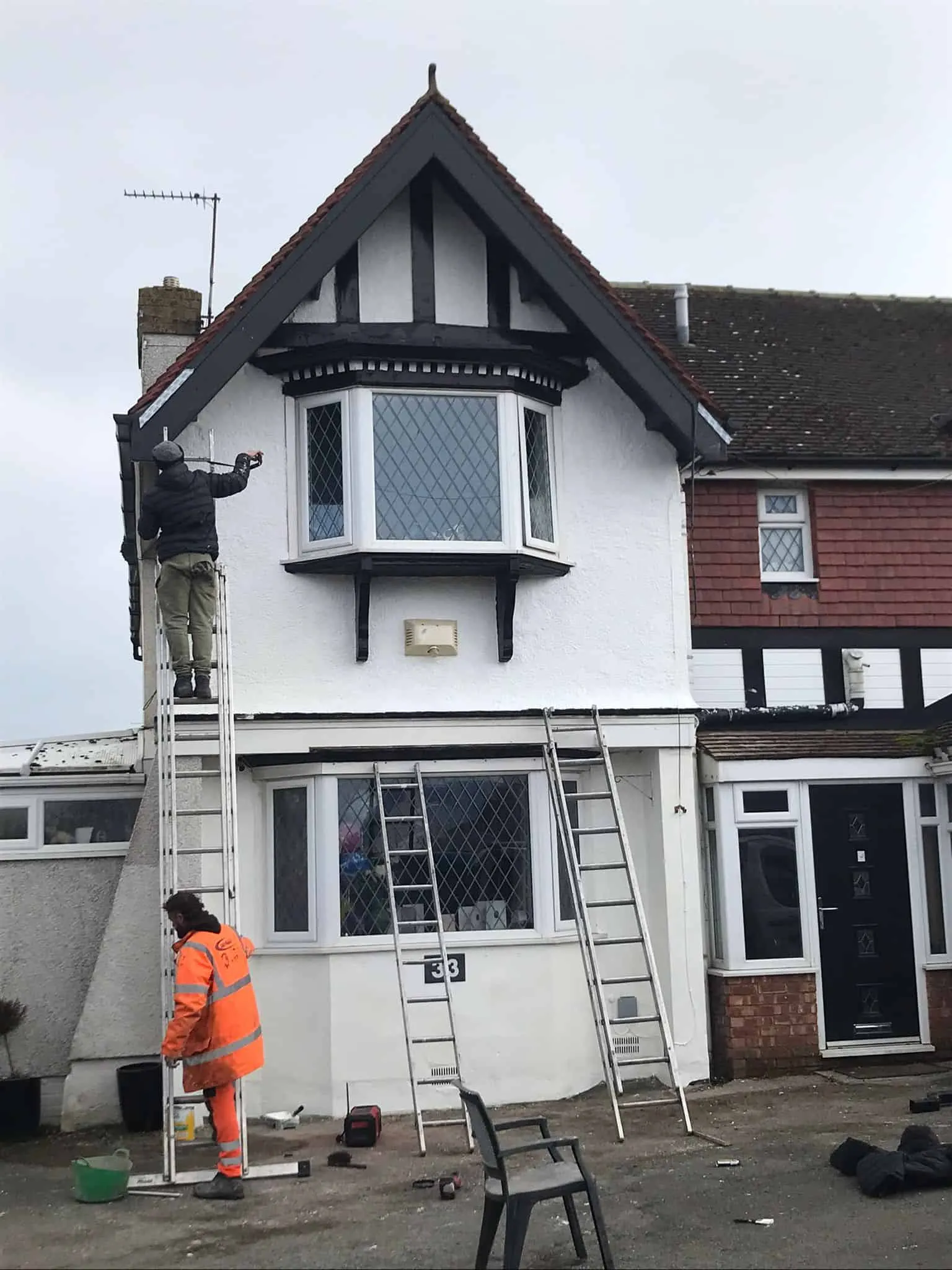 Fascias and guttering repair work on a residential property
