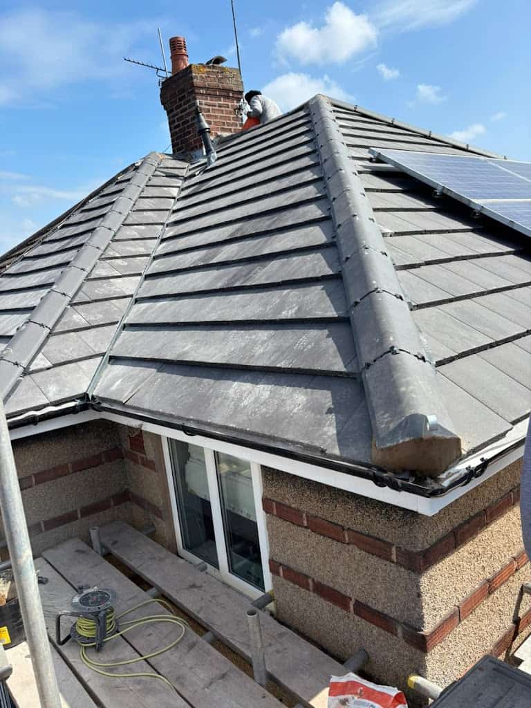 Repointing and repairing chimney brickwork on domestic home