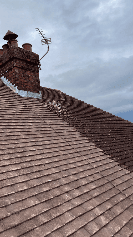 Clean roof tiles vs dirty roof tiles